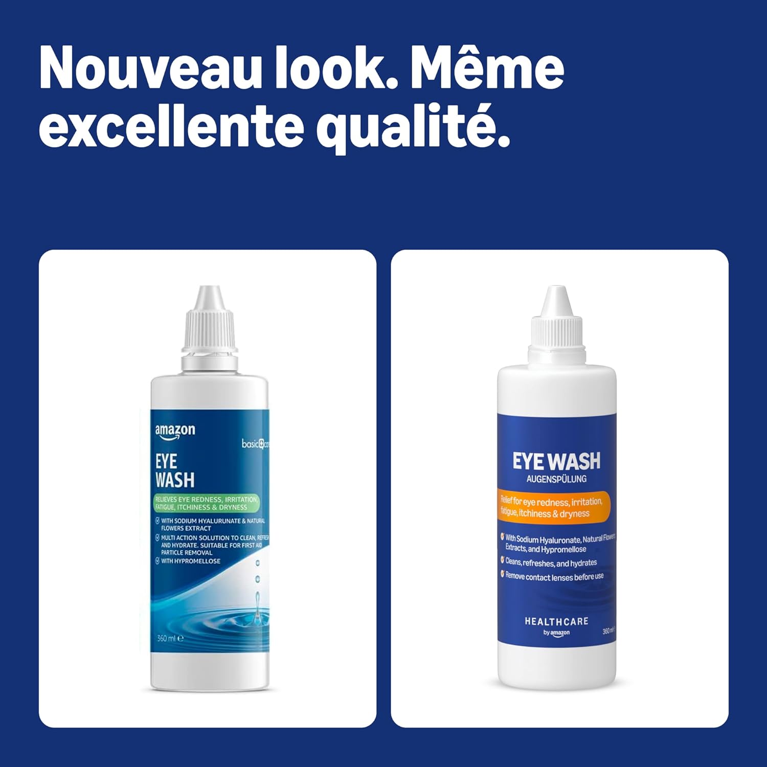 Thumbnail 1 de Healthcare by Amazon Lave-œil – Hyaluronate de sodium et extraits floraux, 2 × 360 ml
