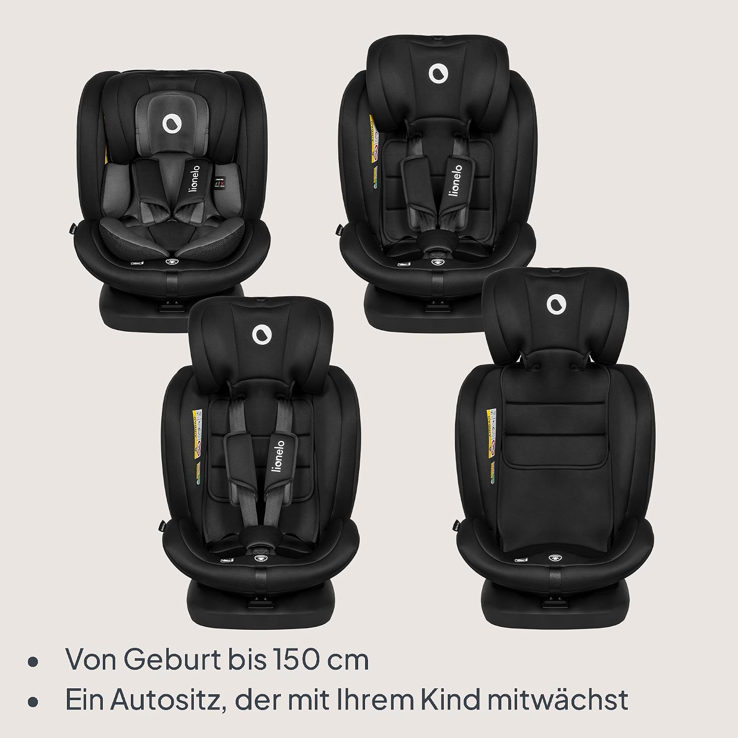 Detalle 2 de Lionelo Bastiaan i-Size 360° drehbarer Kindersitz (Gruppe 0/1/2/3) bis 0–36 kg, 40–150 cm, ISOFIX + Top Tether