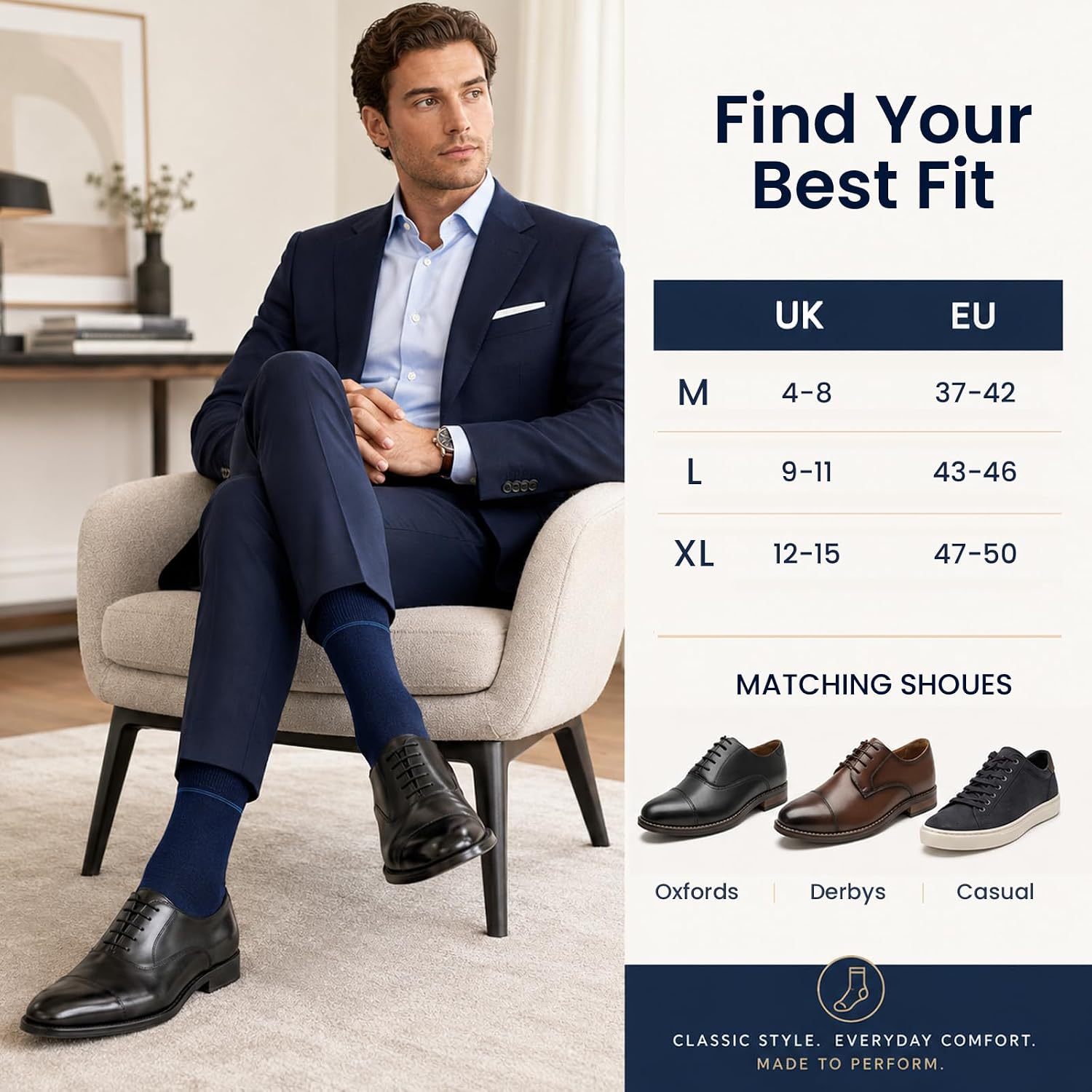 Thumbnail 6 de Effeet Mens Socks: Cotton Rich Business Socks in 6/12 Pairs