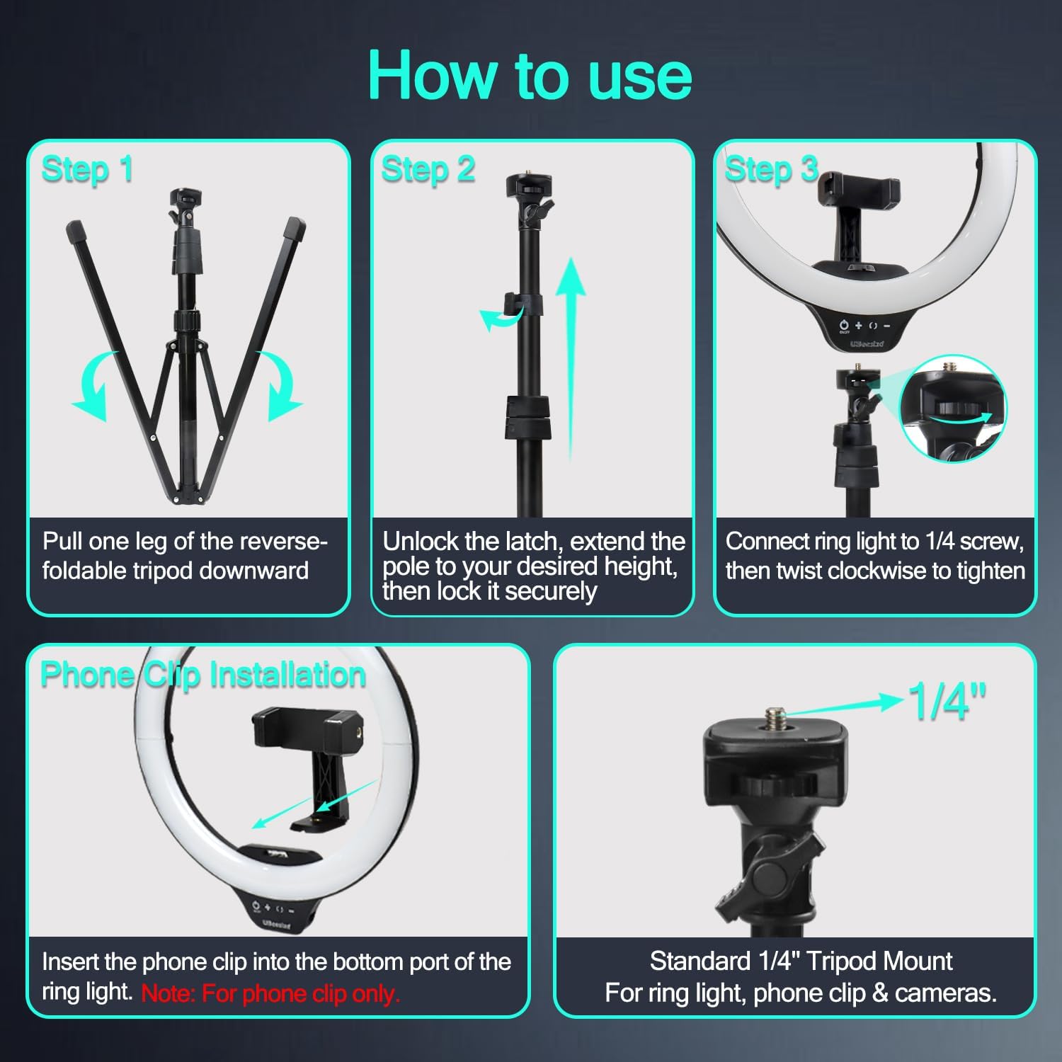 Thumbnail 6 de UBeesize 14" Foldable Ring Light with 62" Tripod
