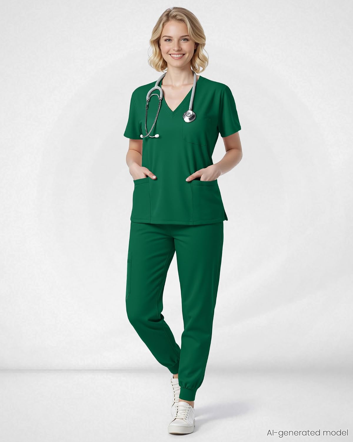 Detalle 1 de Eipnare Women's V-Neck Jogger Scrub Set, 9 Pockets and Stretch Fabric