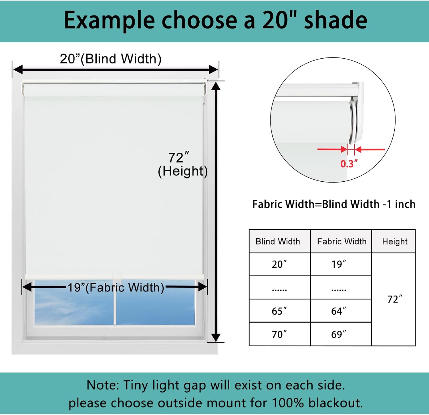 Thumbnail 2 de Changshade Cordless Blackout Roller Shade, 54" x 72", White, Thermal-Insulated