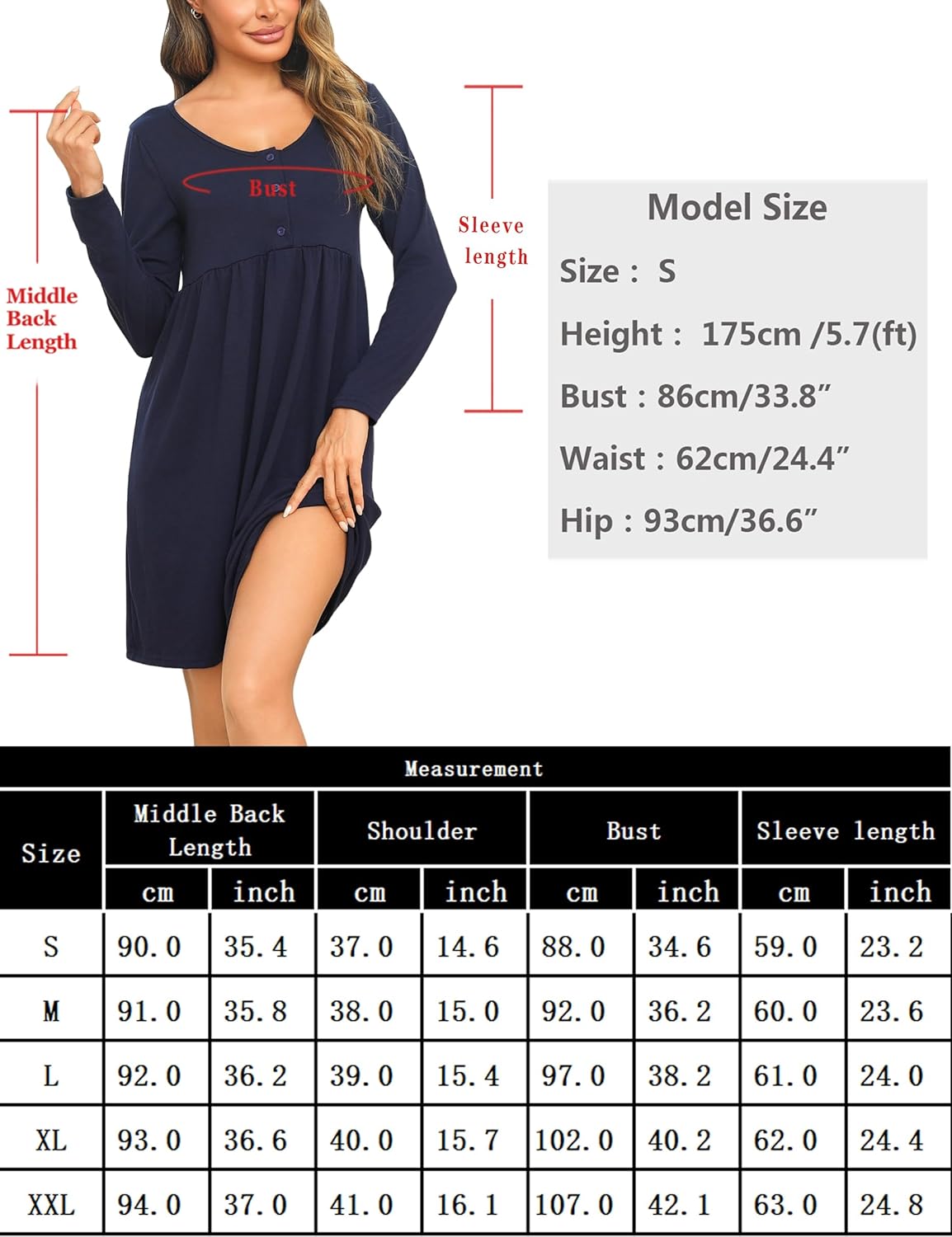 Thumbnail 5 de Bresdk Camicia da Notte Allattamento Manica Lunga