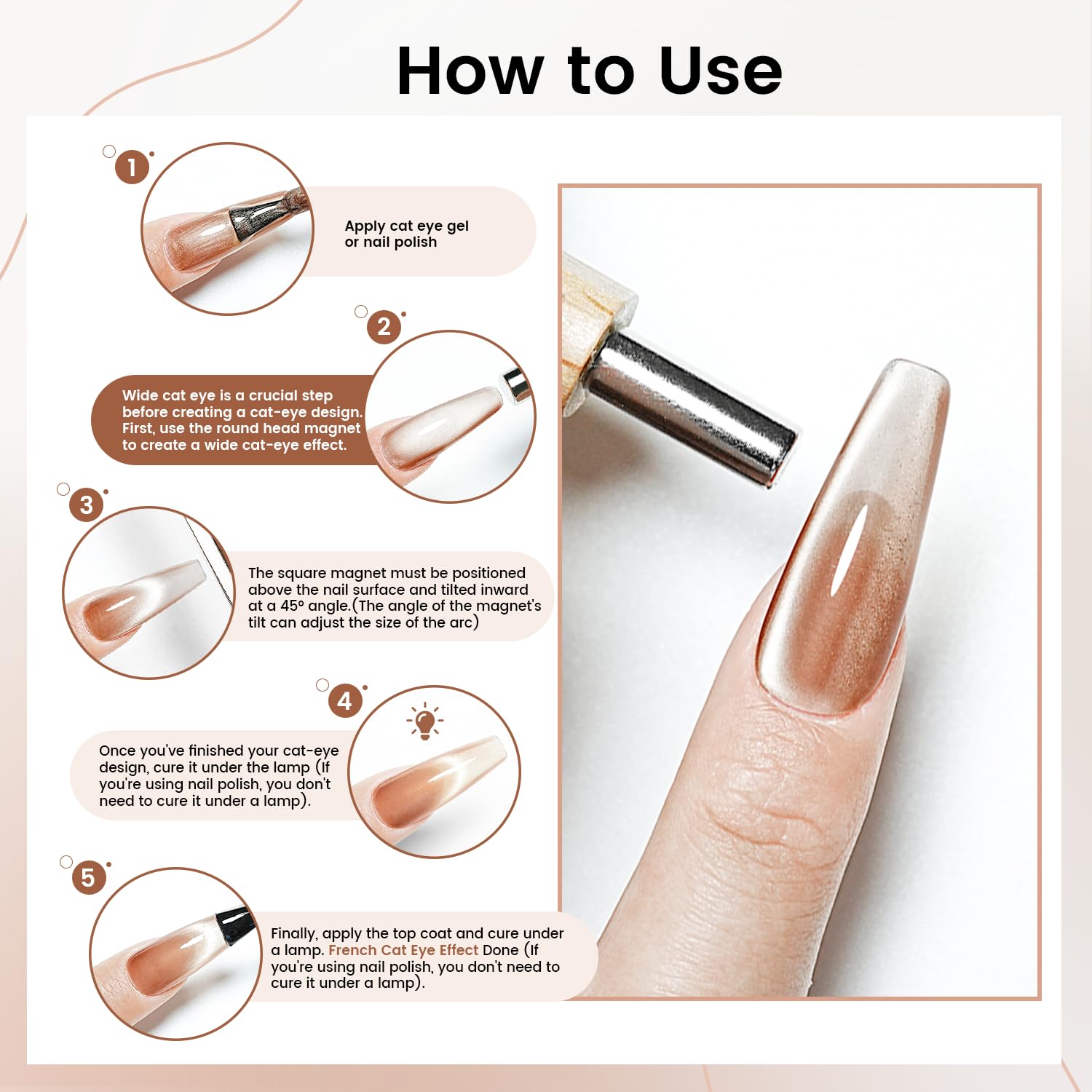 Detalle 2 de JODSONE 3-in-1 Cat-Eye Nail Magnet with Cylindrical and Square Magnets