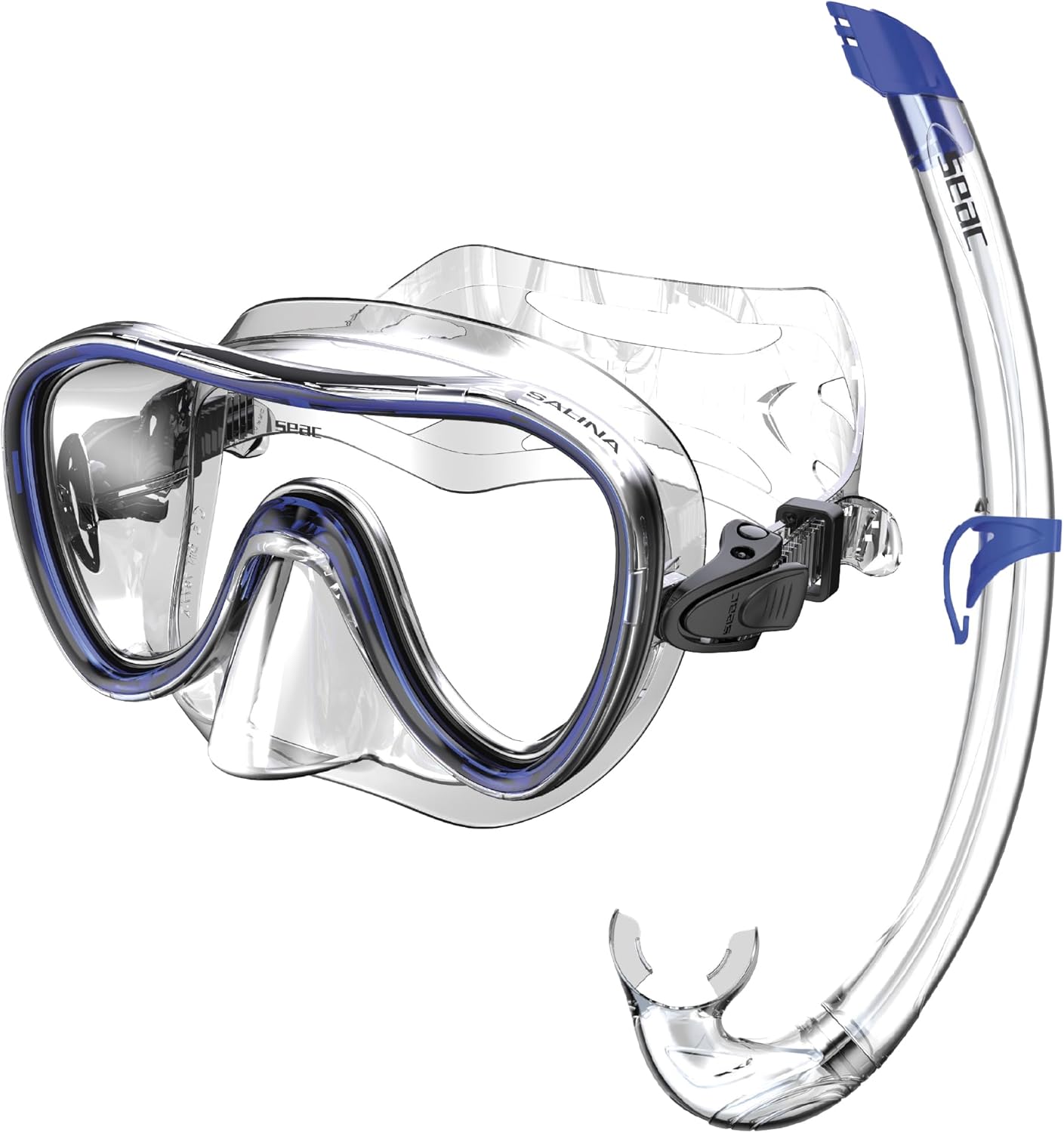 Detalle de SEAC Set BIS Salina Top — Masque Salina et Tuba Top en silicone pour plongée en apnée