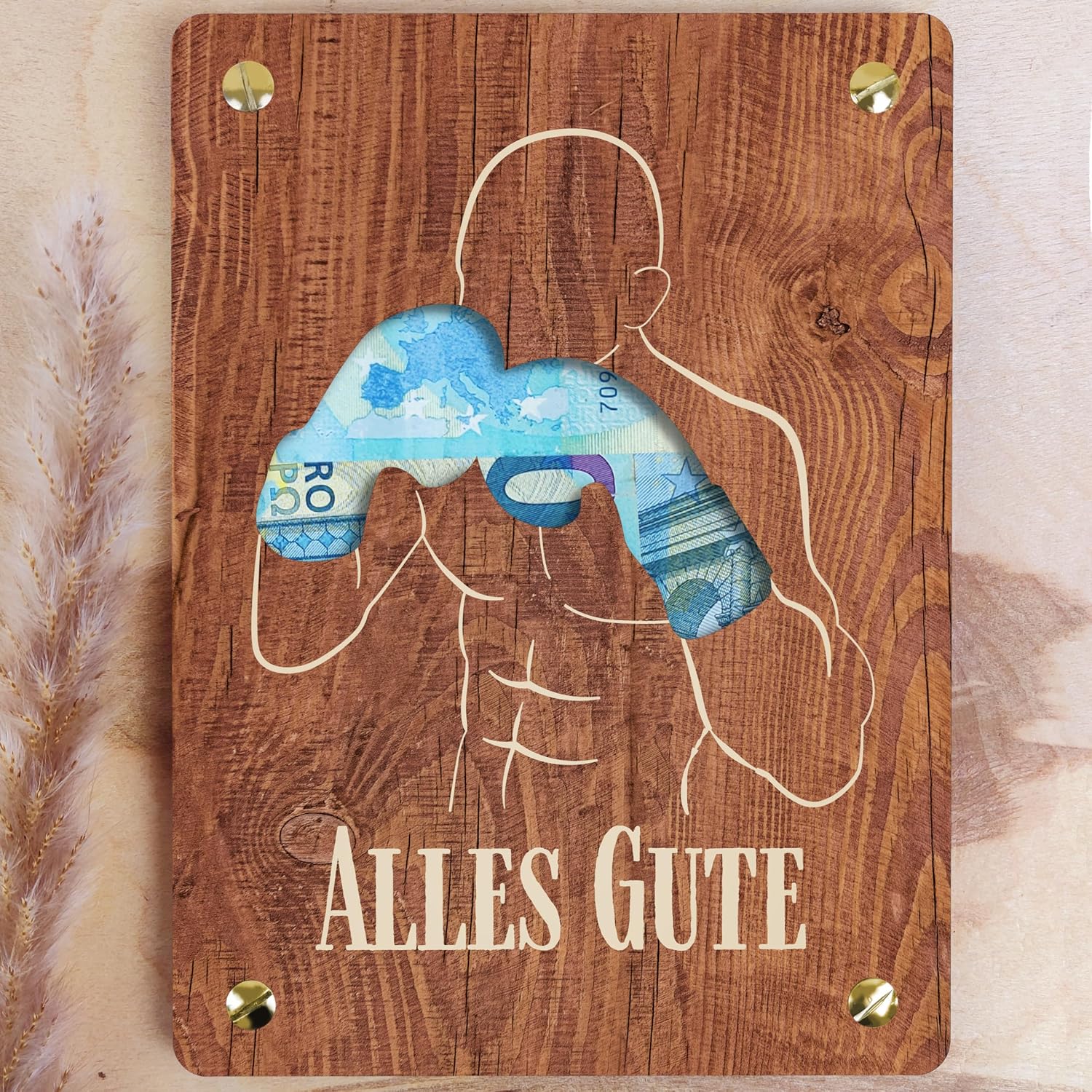 Detalle de XL Holz Box Geschenk – Geldgeschenk-Karte mit Ständer für Boxer & Kampfsport-Fans