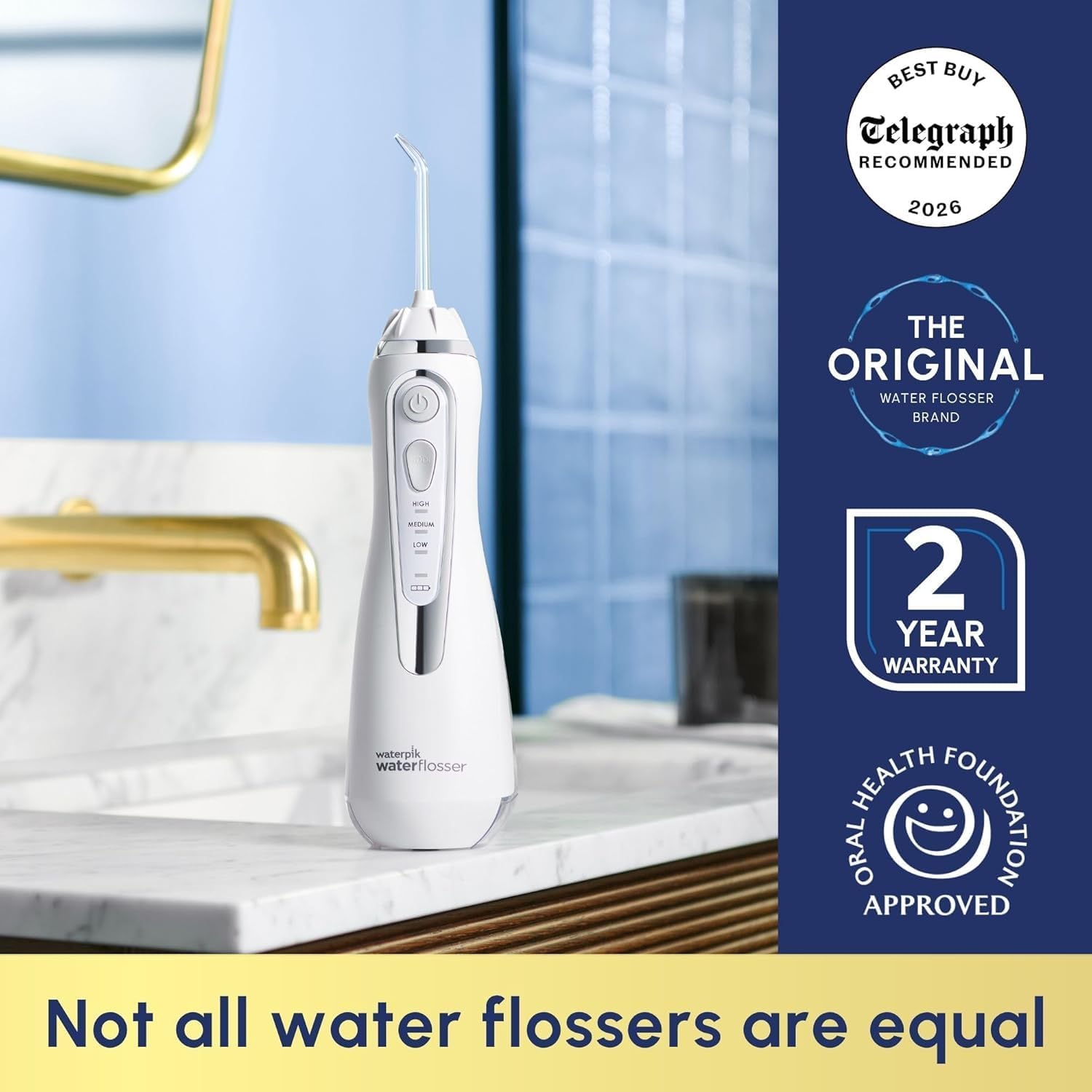Thumbnail 4 de Waterpik Cordless Advanced Water Flosser WP-580UK (White) with 3 Pressure Settings