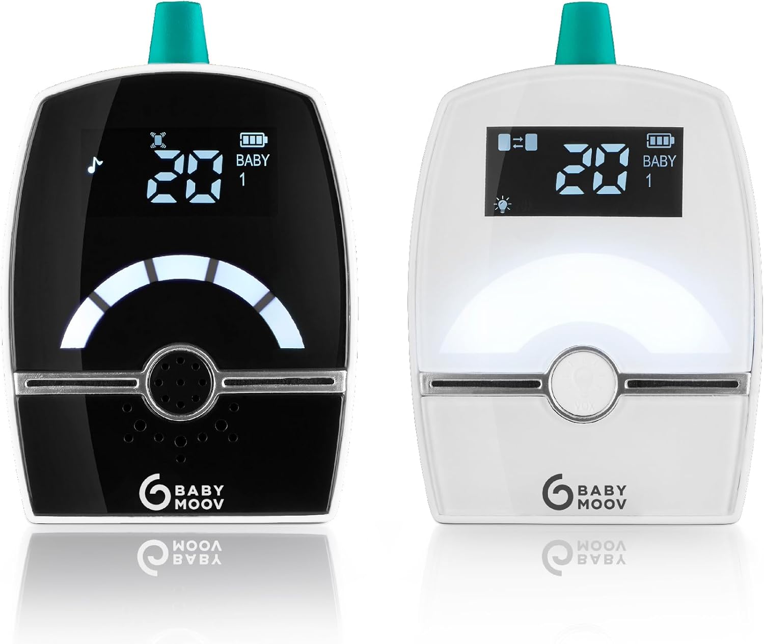 Babymoov Babyphone Audio Premium Care – Émetteur double, faible émission, veilleuse et talk-back