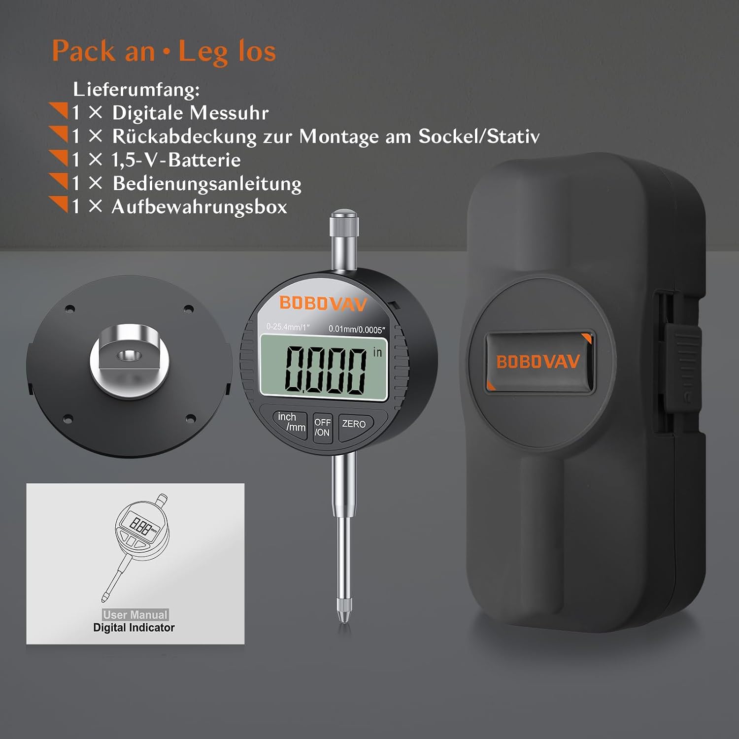 Thumbnail 5 de BOBOVAV Digitale Messuhr 0–25,4 mm/1'' mit LCD-Display – Präzise, flexibel und wartungsarm