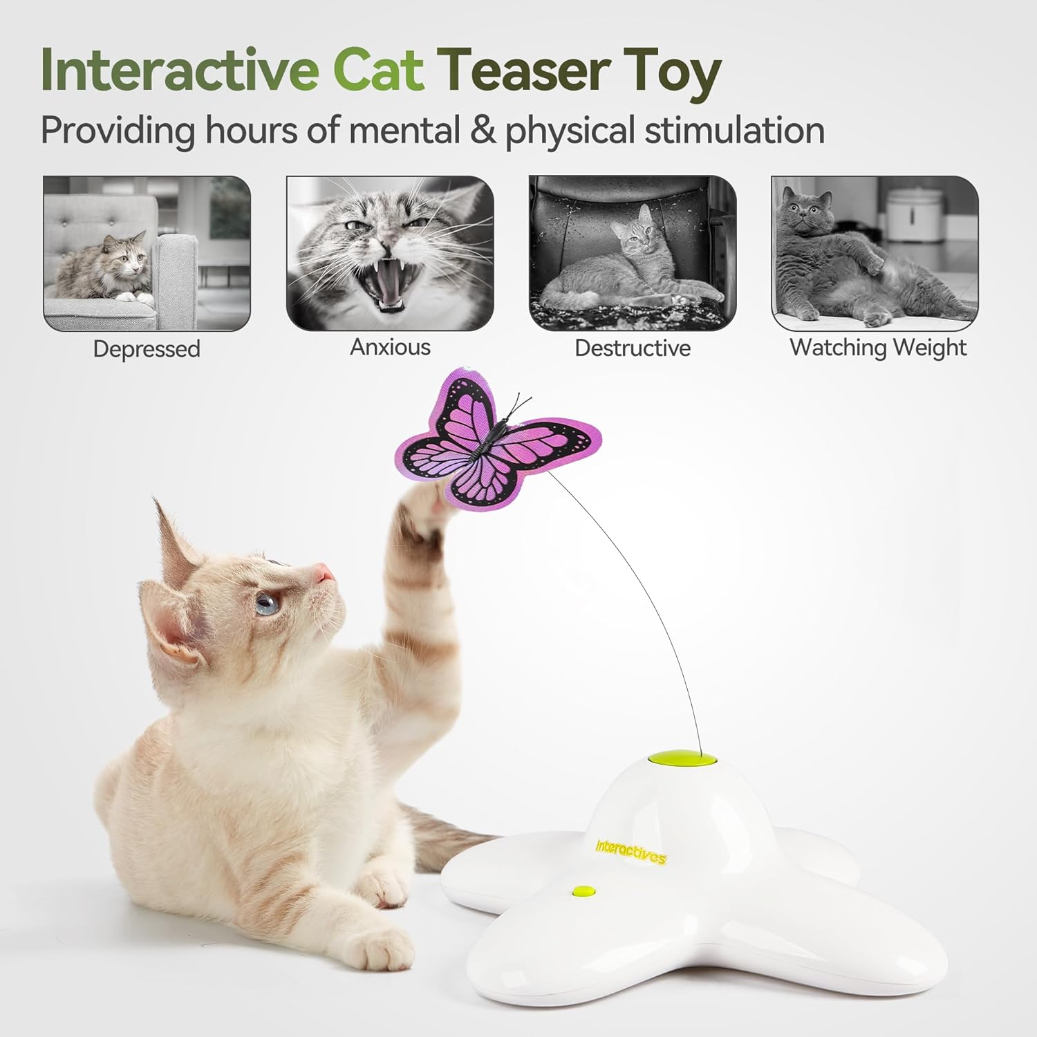 Thumbnail 6 de ALL FOR PAWS interactive butterfly cat toy (flutter bug) with 360° rotation