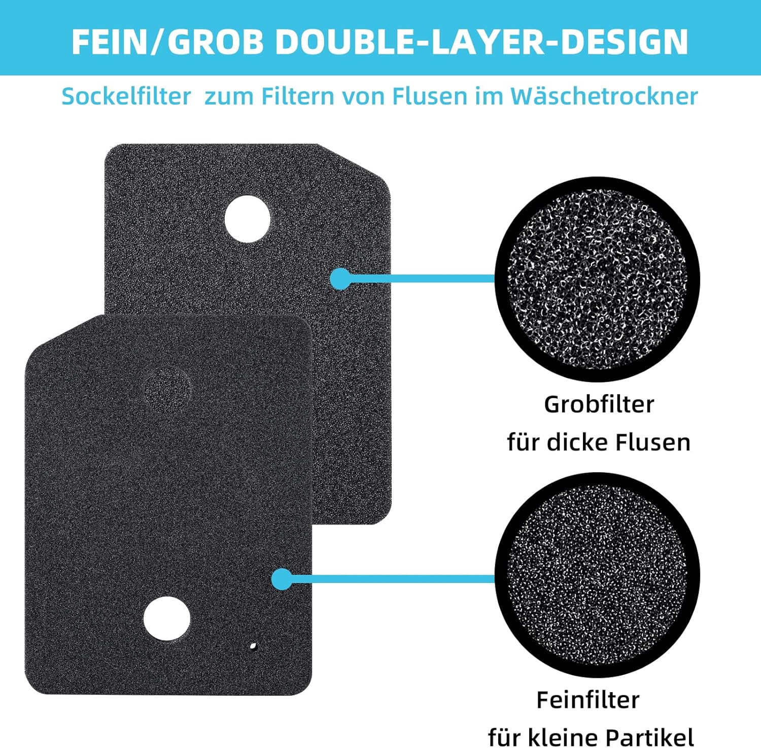 Thumbnail 2 de 2 Stück 9164761 Trockner Filter für Miele T1 Serie – Fein/Grob, 207 x 157 x 30 mm