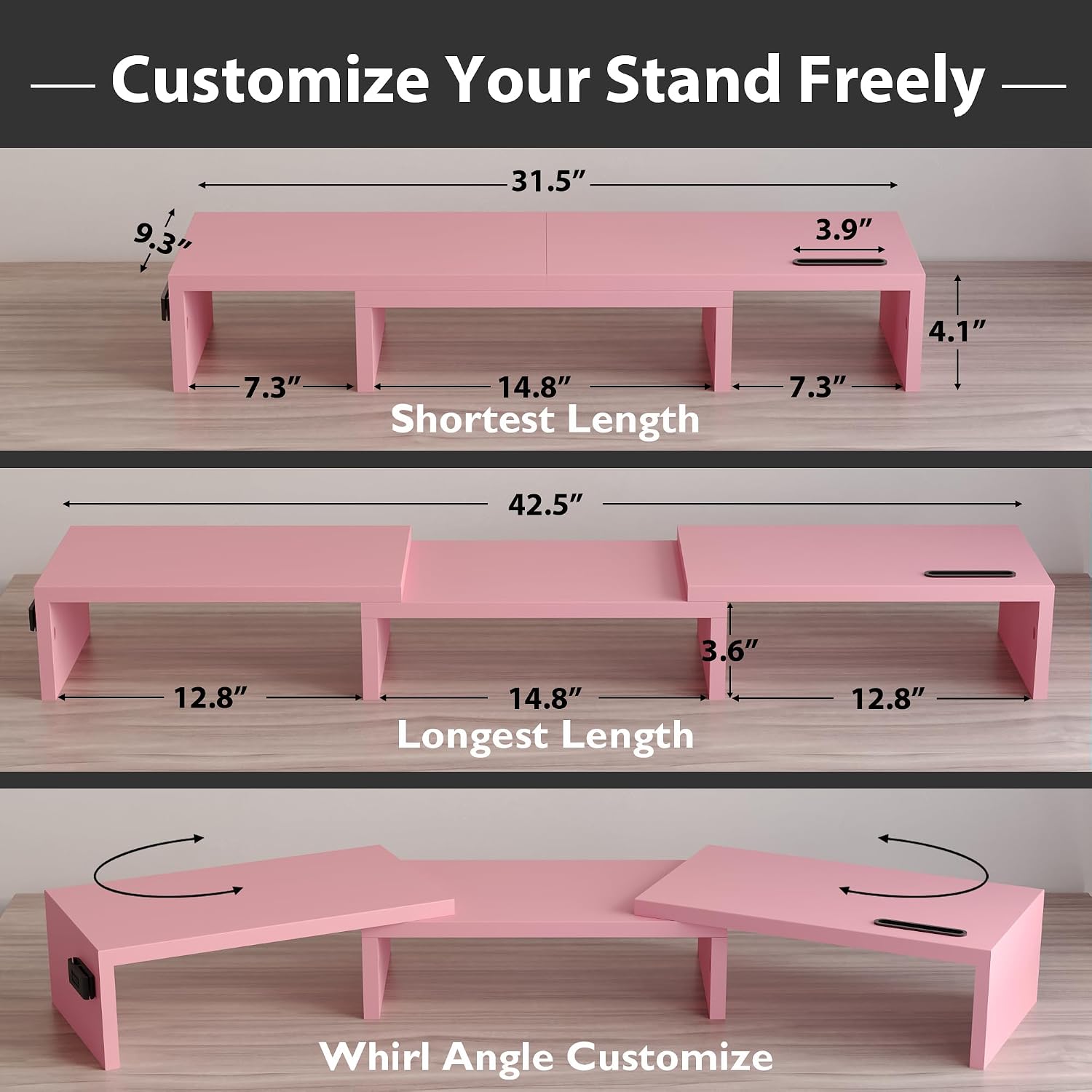 Detalle de BONTEC Wooden Monitor Stand Riser
