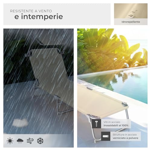 Thumbnail 6 de tectake Set da 2 Lettini Prendisole Pieghevoli 190x68x111 cm con Parasole, Cuscino e Maniglia – Beige