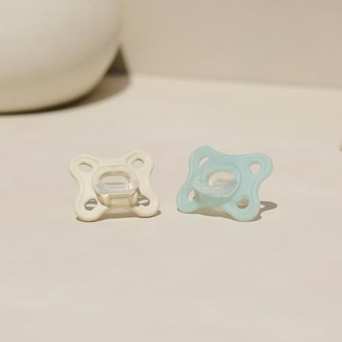 Thumbnail 2 de MAM Sucette Comfort – Lot de 2 tétines 0-2 mois, Bleu/Beige, silicone 100%