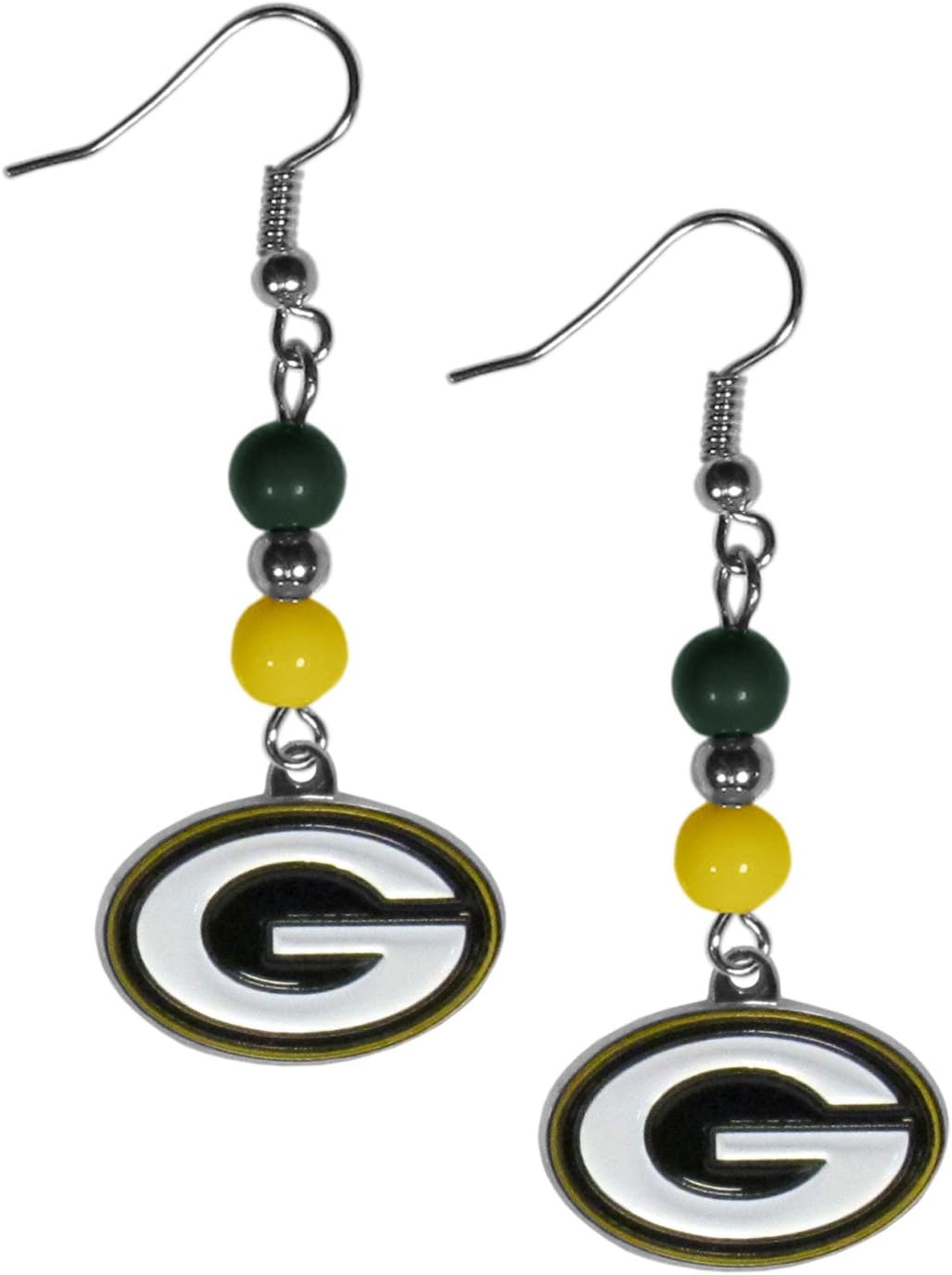 Detalle 2 de NFL Siskiyou Sports Las Vegas Raiders Women’s Fan Bead Dangle Earrings (Team Color, black) — Hypoallergenic Fishhook Posts