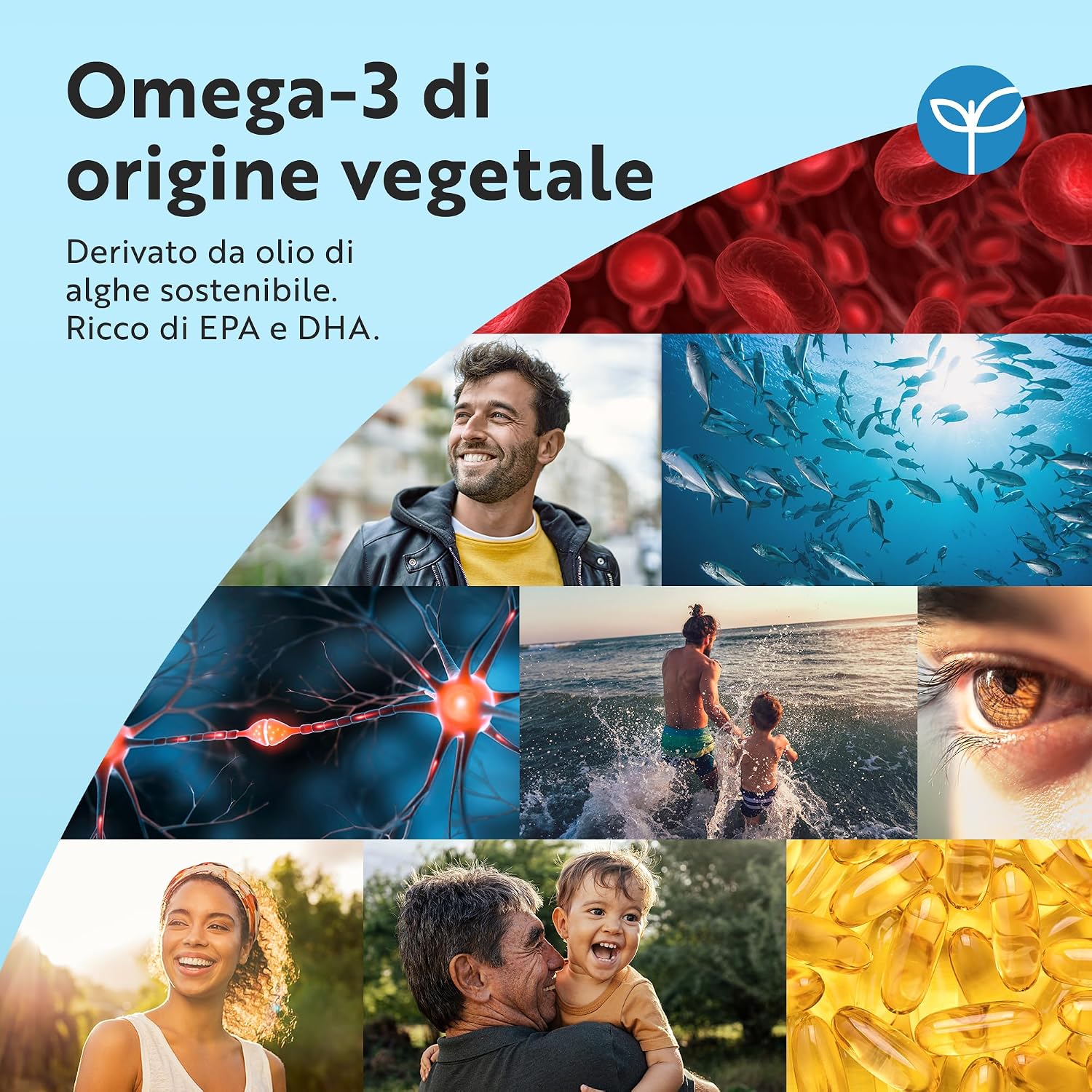 Detalle de Nutravita Omega 3 Vegan ad alta efficienza 2000mg – 60 capsule vegane (600 mg DHA + 300 mg EPA per porzione)