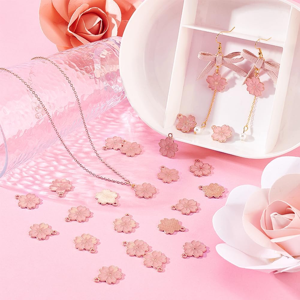 Detalle 1 de DICOSMETIC ピンク桜のエナメルフラワーチャーム 合金製・フラットバックタイプ