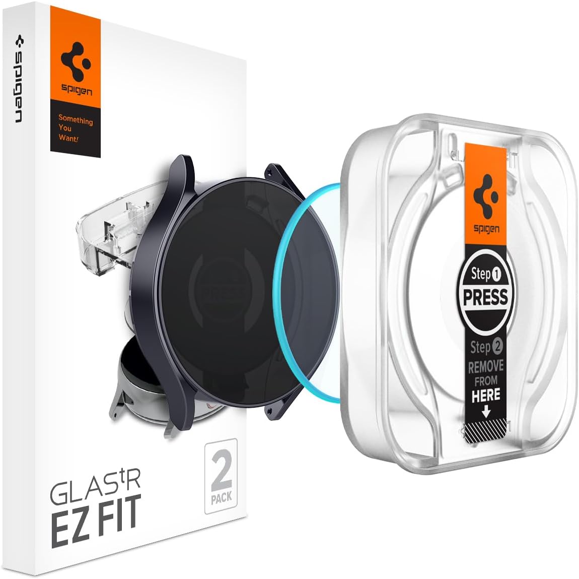 Detalle de Spigen Glas.tR EZ Fit in vetro temperato 9H per Samsung Galaxy Watch 6 44 mm (2 pezzi) con installazione facile