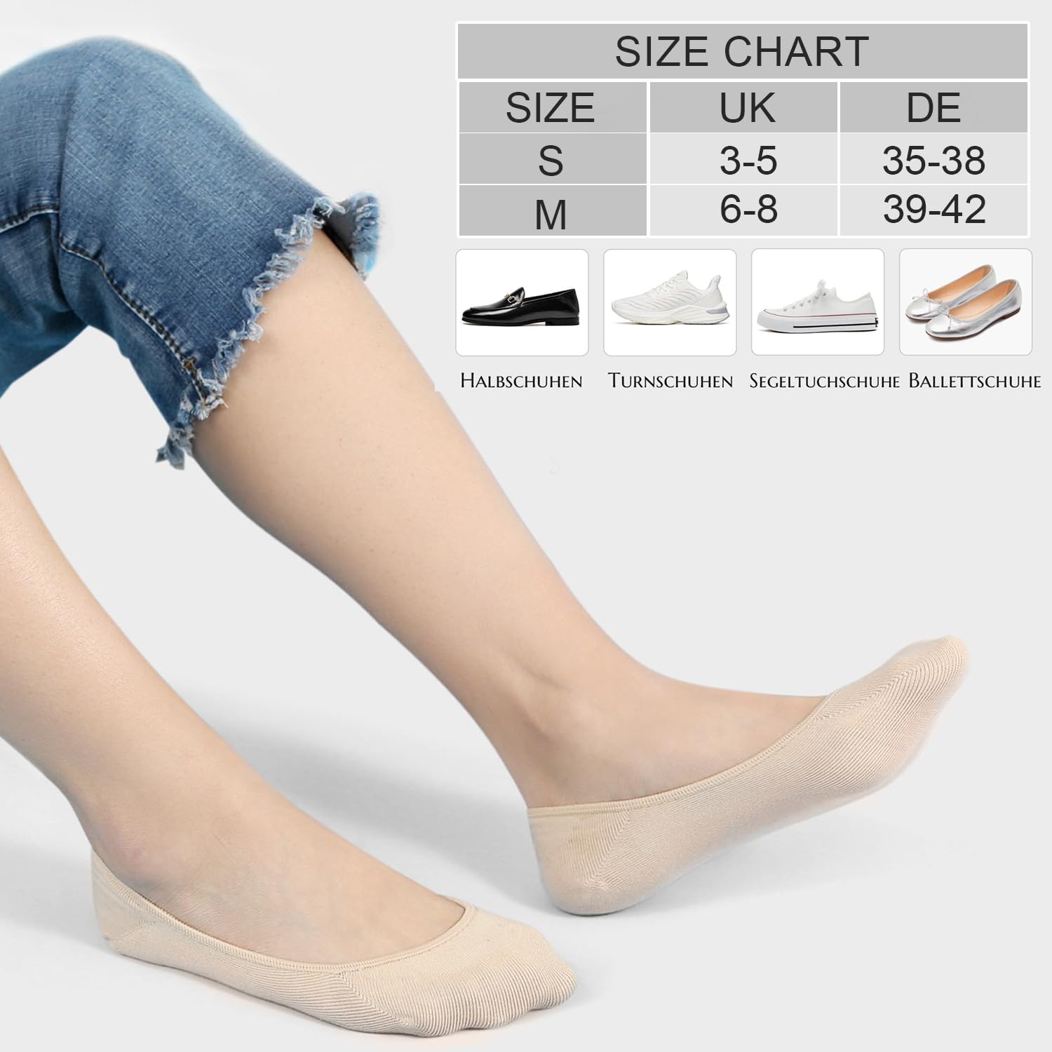 Thumbnail 5 de Toes Home Füßlinge Ballerina Socken Damen (8 Paar) – unsichtbare No-Show-Sneaker-Socken mit rutschfestem Silikon