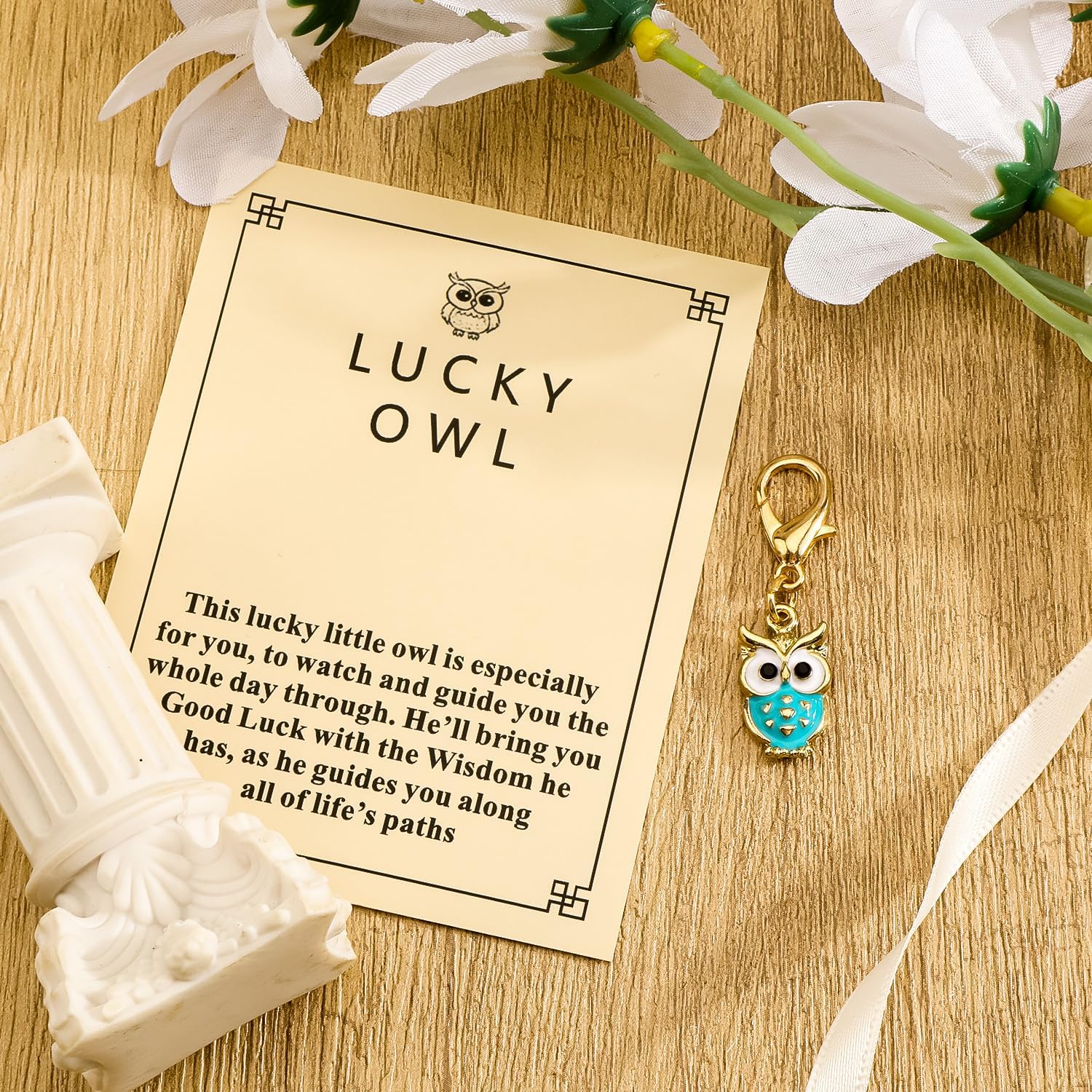 Thumbnail 2 de Gallkeat Good Luck Owl Keychain with Inspirational Card