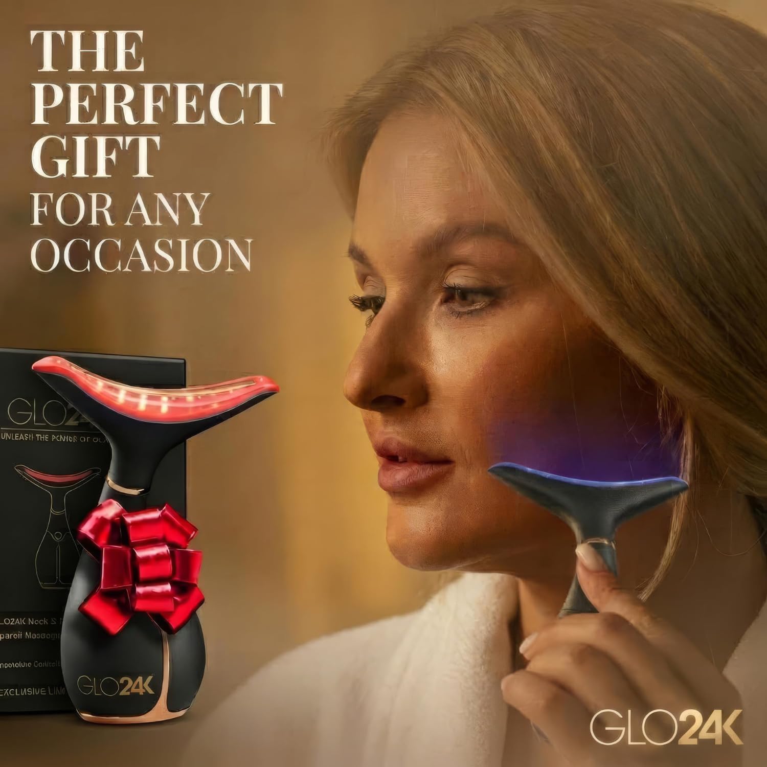 Detalle 1 de GLO24K 3-in-1 Red Light Facial Massager