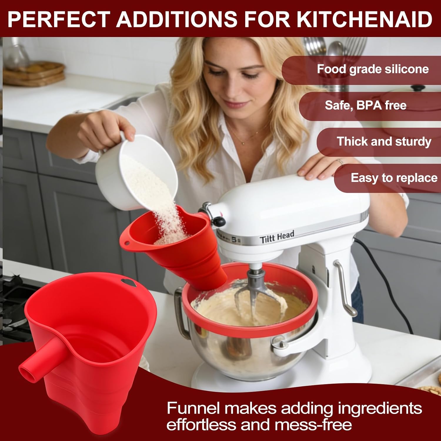 Thumbnail 2 de Silicone Bowl Liners for KitchenAid 5 Qt Tilt-Head Stand Mixer