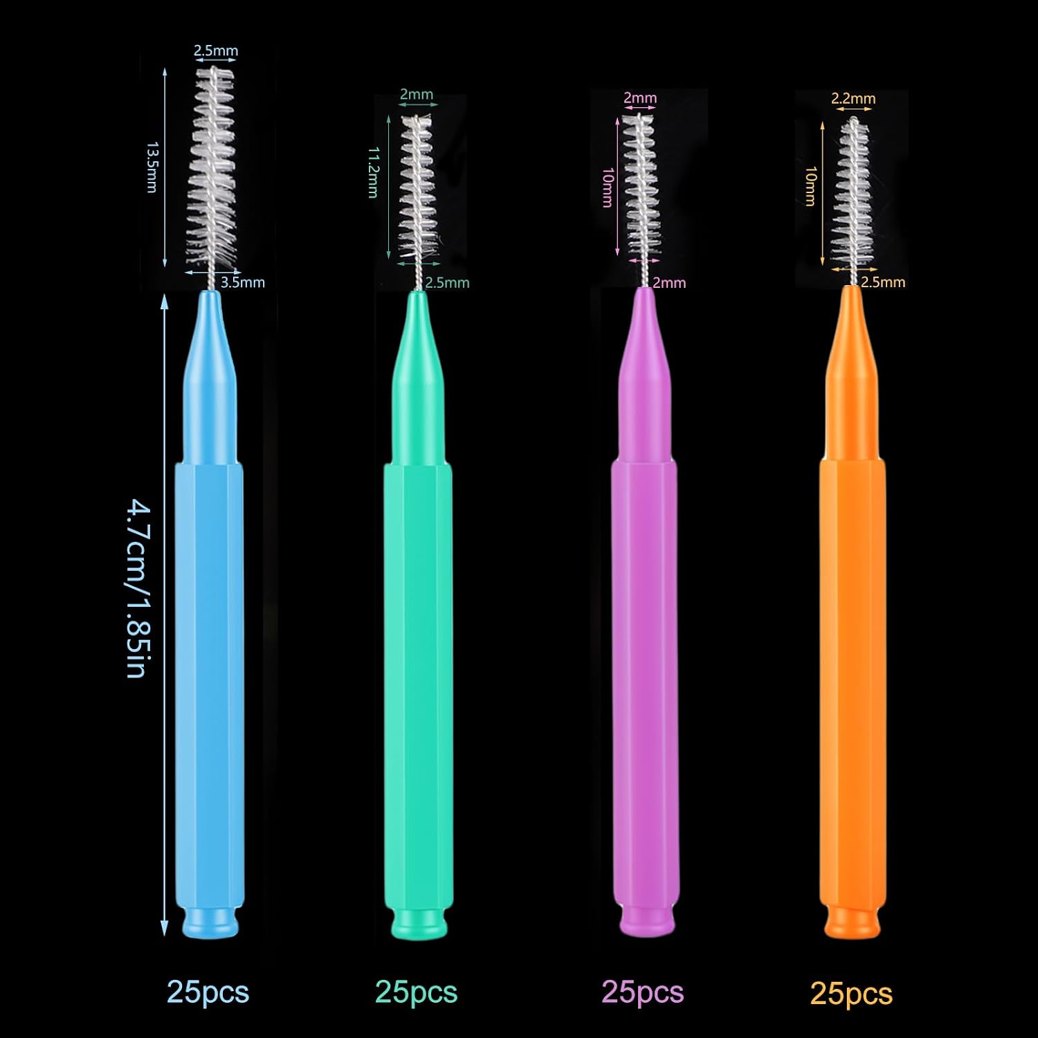 Detalle 2 de lanjue G8992K-11-N Interdental Brushes, 100 Pieces in Four Sizes
