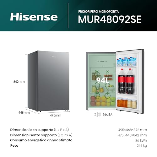 Detalle 2 de Hisense MUR48092SE Frigorifero monoporta da 94 L: stile sobrio e praticità quotidiana