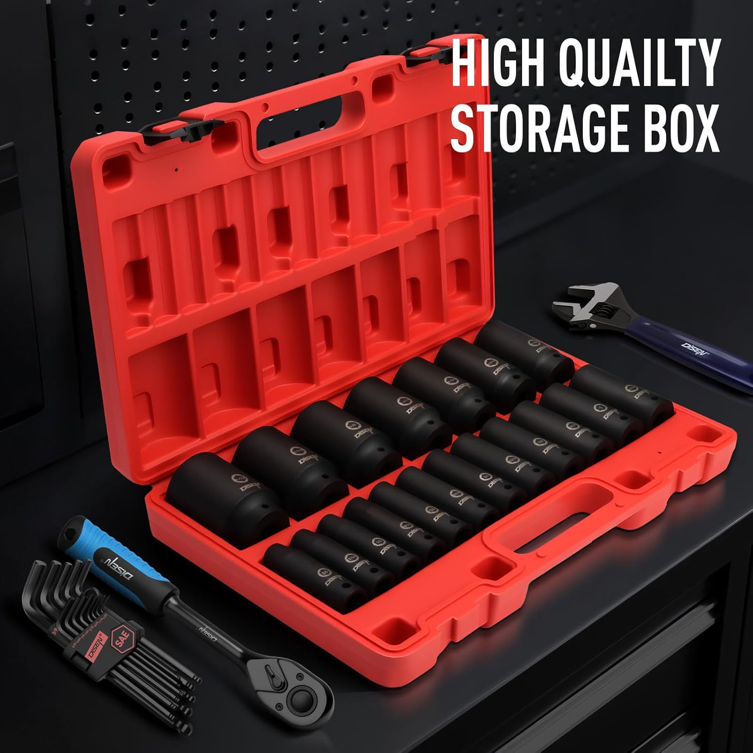 Thumbnail 4 de DISEN 19-Piece 1/2" SAE Impact Socket Set