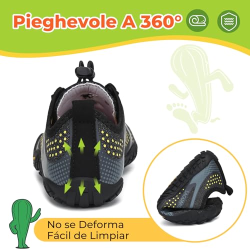 Detalle de SAGUARO Niños Barefoot: Zapatillas Niña Minimalistas Transpirables, Negro, Talla 26