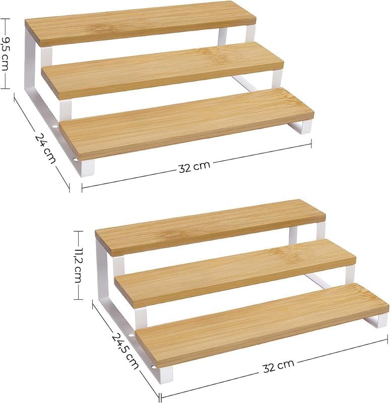 Detalle 2 de SONGMICS KCS016N02 kruidenrekset van bamboe en staal, uitschuifbaar