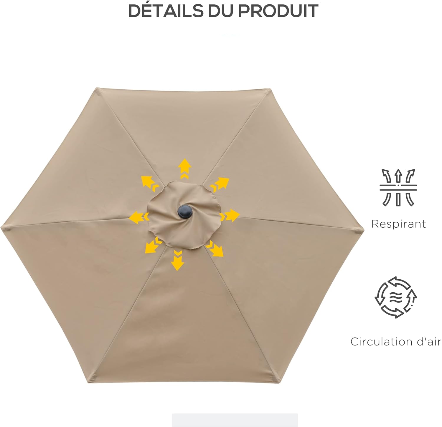 Thumbnail 4 de Outsunny parasol droit hexagonal inclinable Ø 2,30 x 2,16H m en métal et polyester haute densité