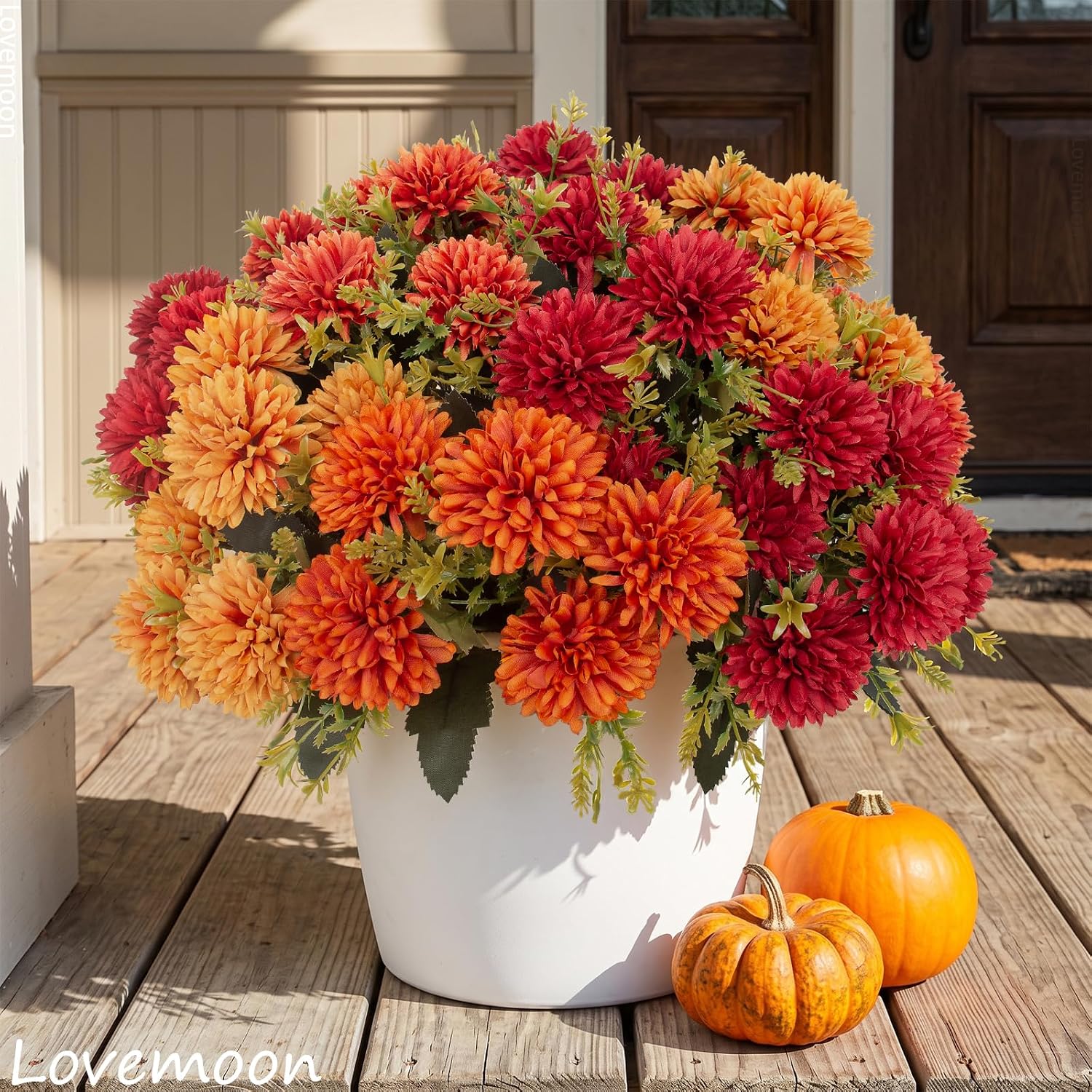 Thumbnail 1 de lovemoon FALL MUMS Artificial Chrysanthemums, 12-Piece UV-Resistant Fall Decor