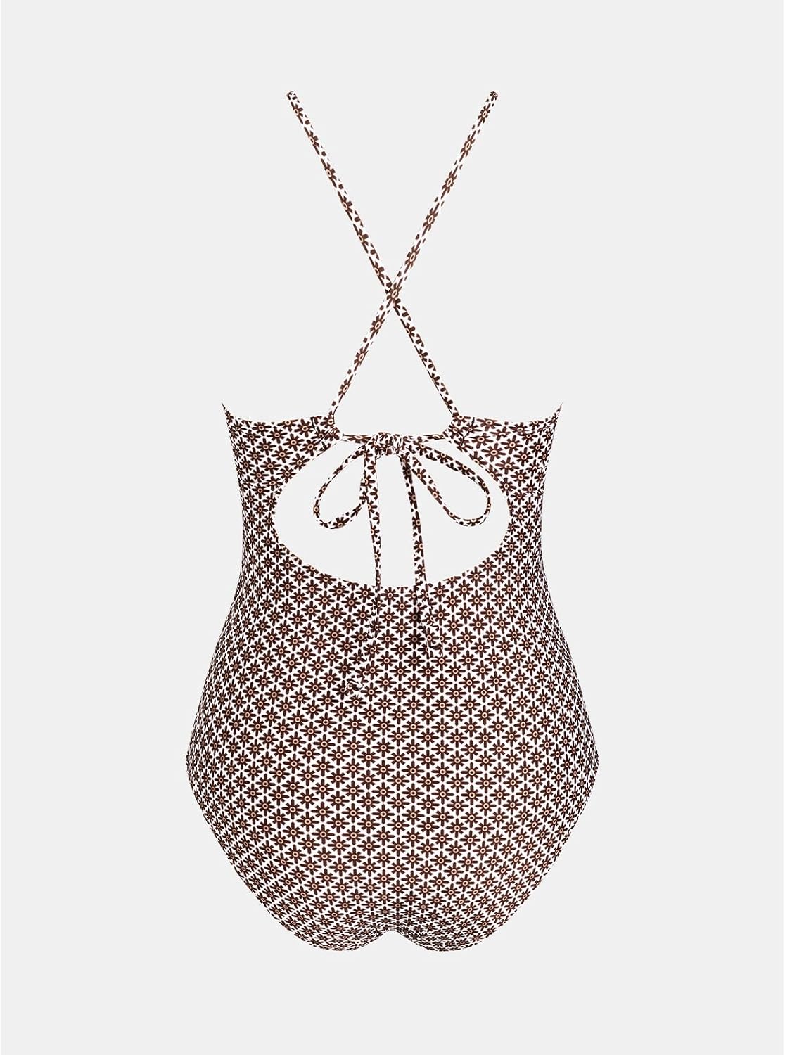 Detalle de CUPSHE Damen Badeanzug mit Zierausschnitten – Raffungen, Bauchweg-Schnitt, High-Neck