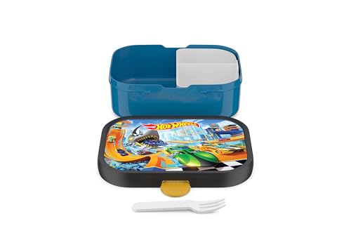 Detalle de Mepal Campus Bento Box para Niños (750 ml) – Fiambrera con Tenedor y Compartimentos, sin BPA y lavavajillas, temática Hot Wheels