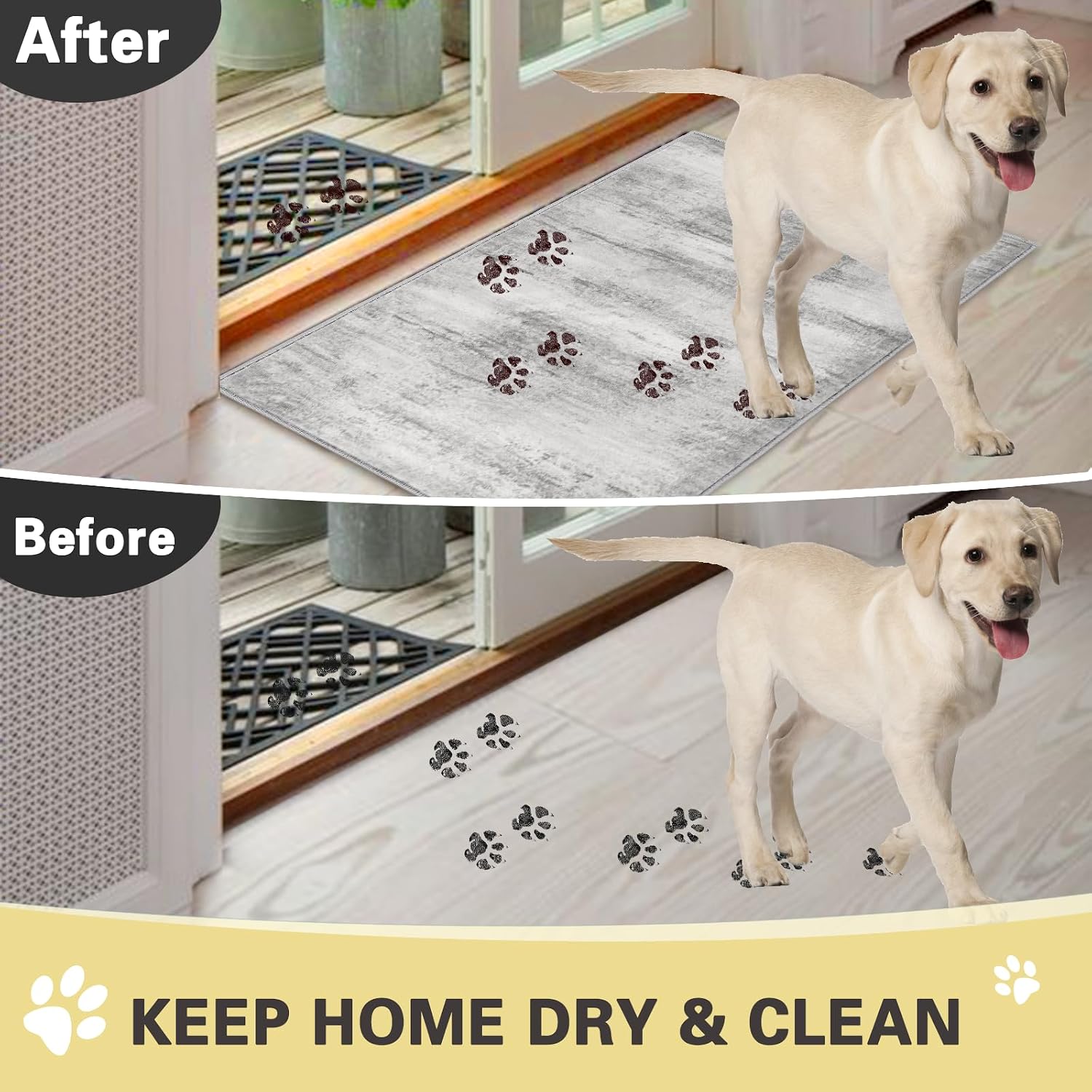 Detalle 1 de COMSLE Door Mat Indoor Entryway Rug, 36 x 60 in Gray Faux Wool