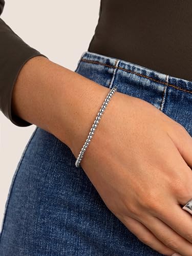 Detalle 2 de SINGULARU Pulsera Pebbles L en Acero con Bolitas – 17 cm + 3 cm de alargador