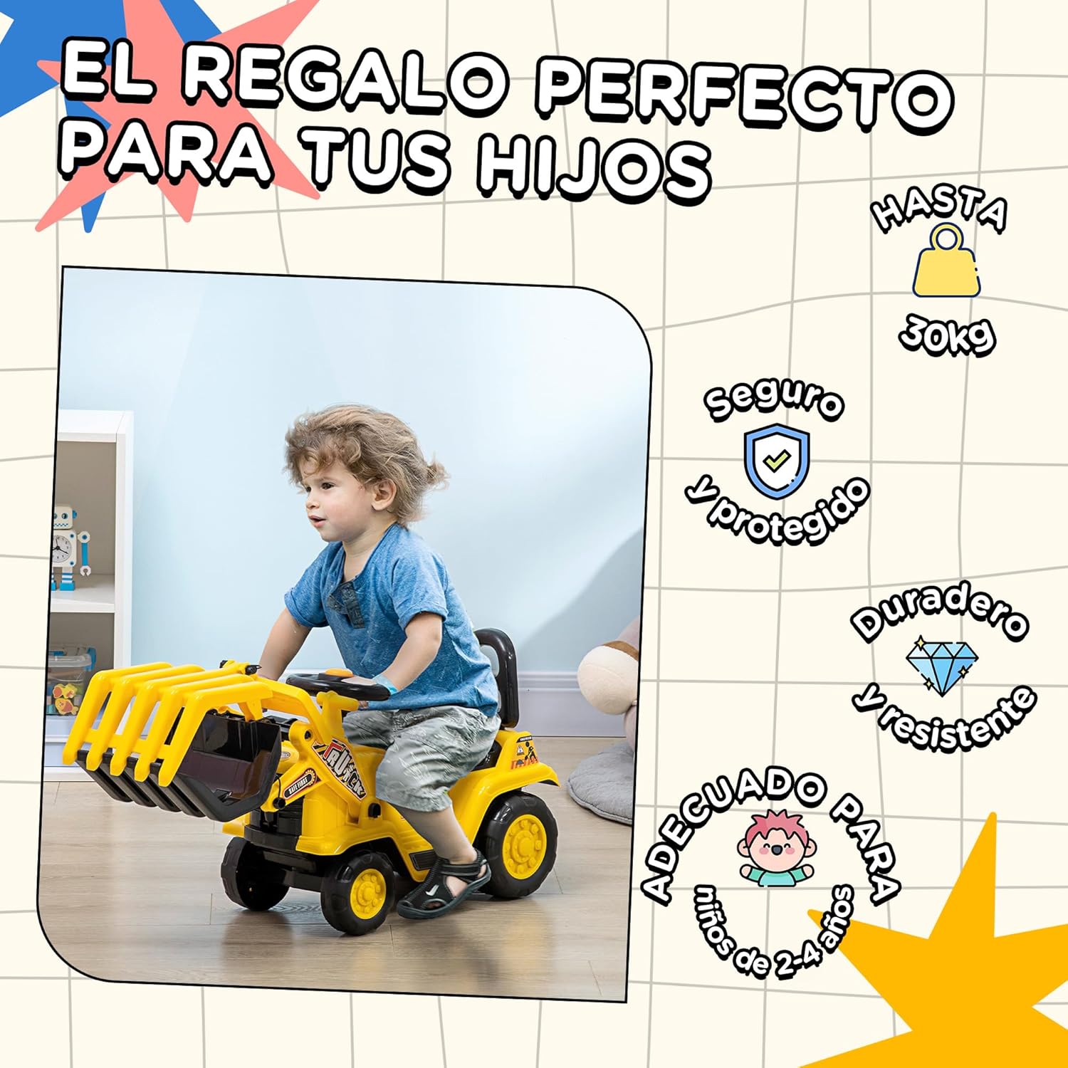 Thumbnail 5 de HOMCOM Tractor correpasillos Excavadora 83x27x39 cm