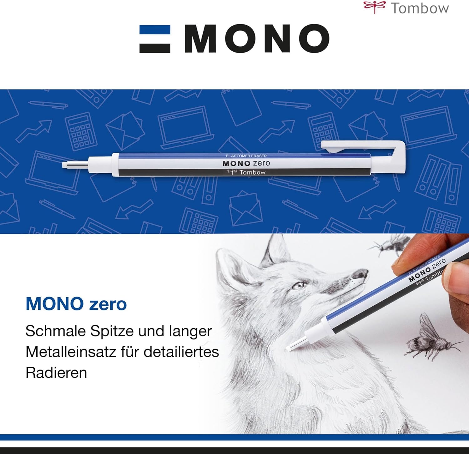 Thumbnail 1 de Tombow EH-KUR Präzisionsradierer MONO zero – nachfüllbar, runde Spitze 2,3 mm