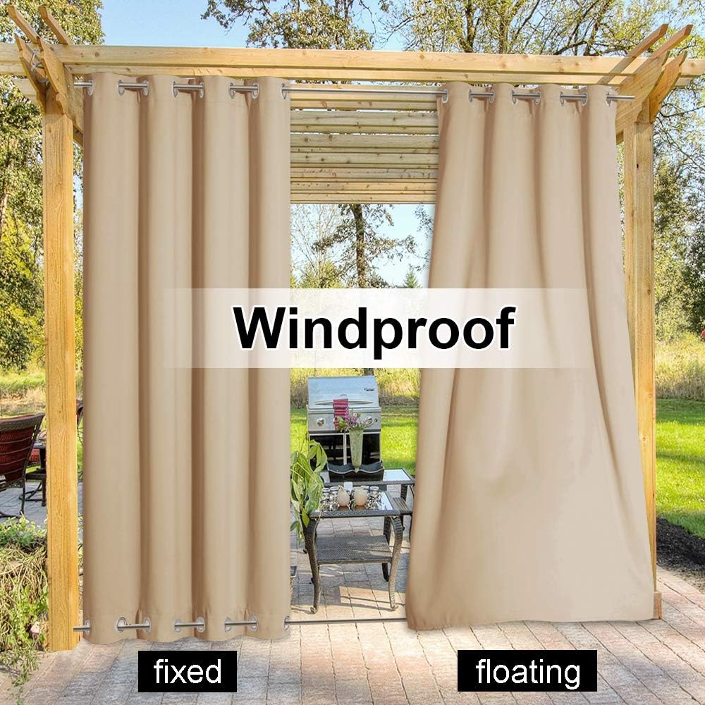 Thumbnail 4 de NICETOWN Outdoor Patio Curtain 84x108 in Biscotti Beige 🪟