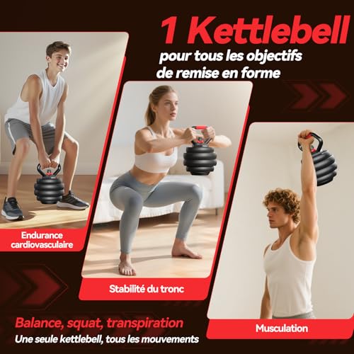 Thumbnail 6 de FEIERDUN kit d’haltères 5-en-1 réglable, haltères, barre et kettlebell