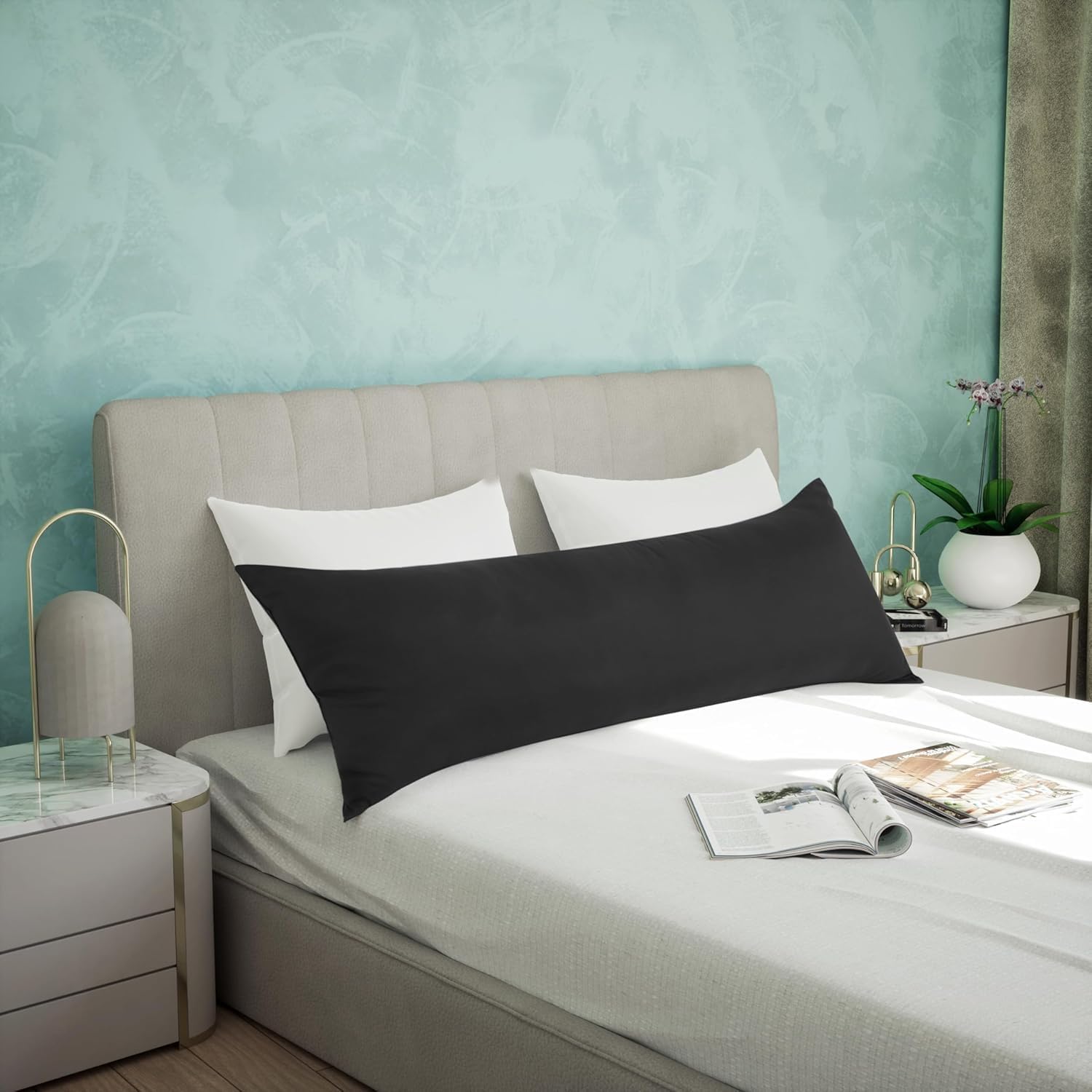 Detalle 2 de Utopia Bedding Cuscino per Dormire Laterale 40x145 cm – supporto maternità e sonno laterale, Nero