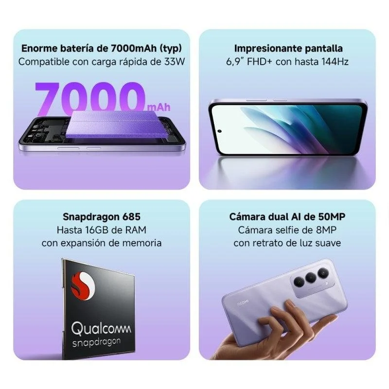 Thumbnail 3 de Xiaomi Redmi 15 4G 6GB/128GB - 6.9'' Gris Titán, autonomía y pantalla inmersiva