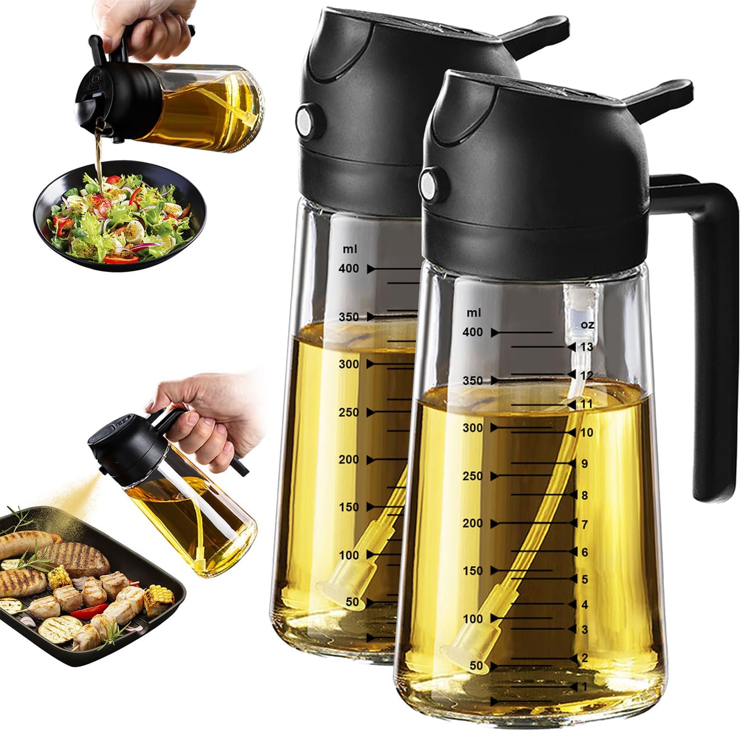 Detalle de TrendPlain Ver001 Olive Oil Spray Bottle, 470 ml BPA-Free Glass, Pour or Spray