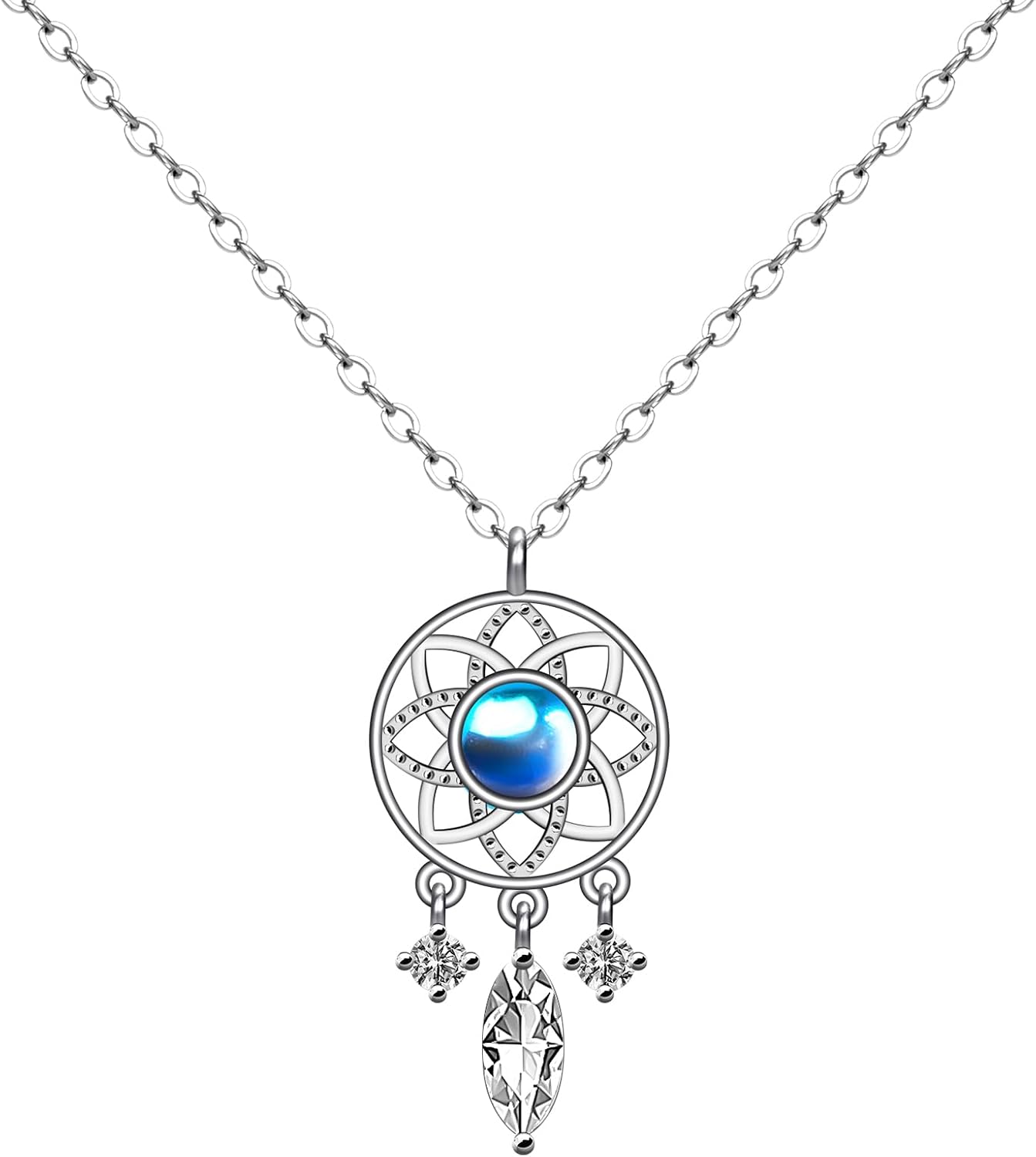 Detalle de ZLLkeji Sterling Silber Damen Halskette 925