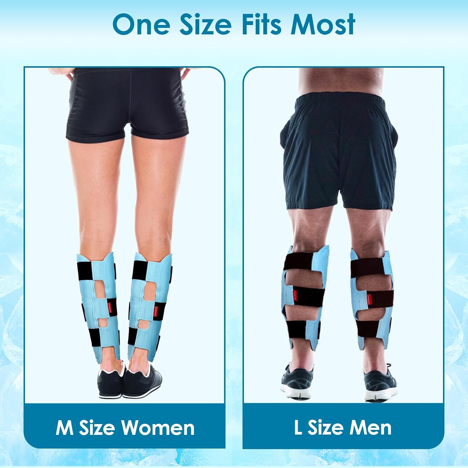 Detalle de Comfytemp Leg Ice Pack Wrap (2 Packs): Reusable Full-WitH Coverage for Calf, Shin & Elbow
