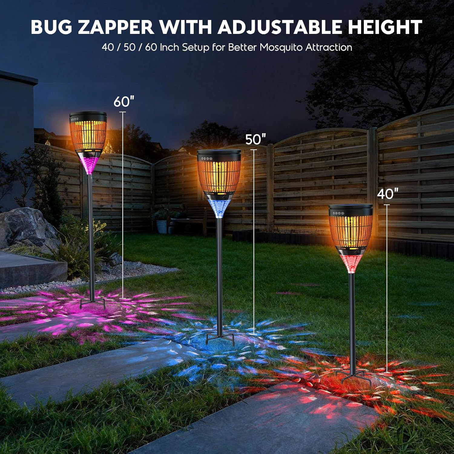 Thumbnail 6 de Anysun Lampada Antizanzare Solare da Esterno con Zanzariera Elettrica 4200V, Proiettore Nebula e Luce Fiamma – Nero