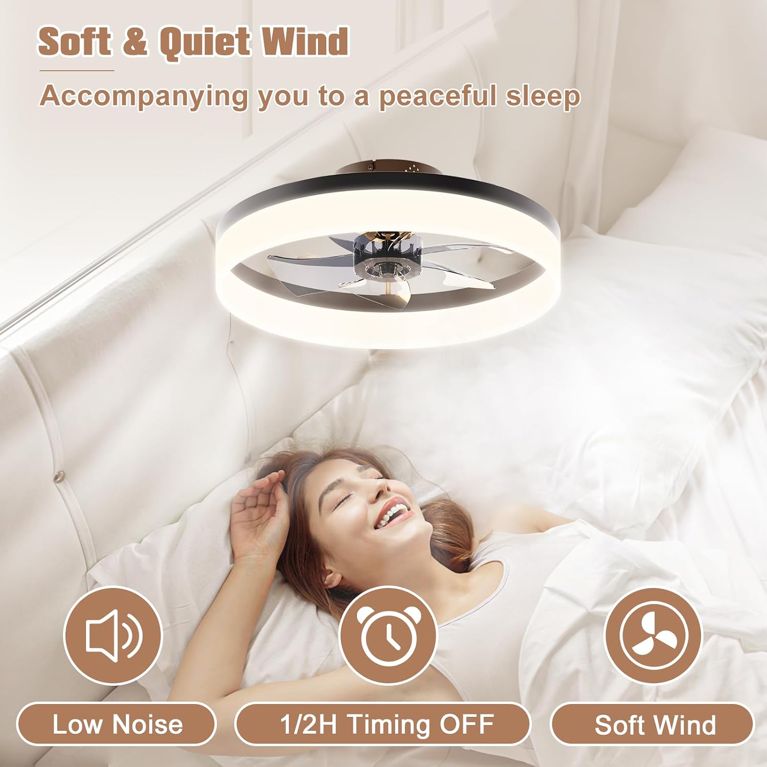 Thumbnail 2 de VOLISUN Low-Profile Ceiling Fan, 15.7-Inch