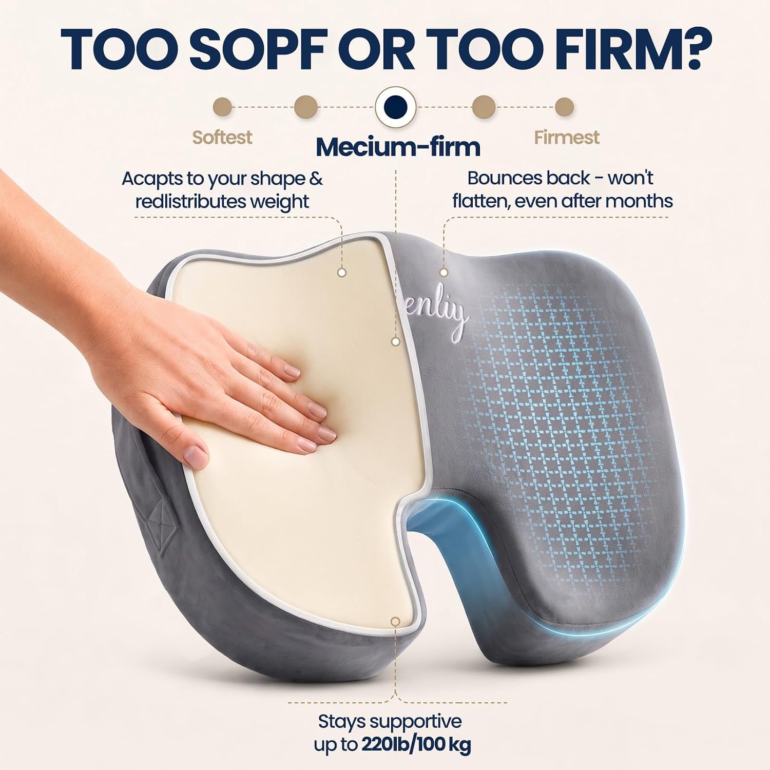 Detalle 1 de Memory Foam Seat Cushion 2-Pack