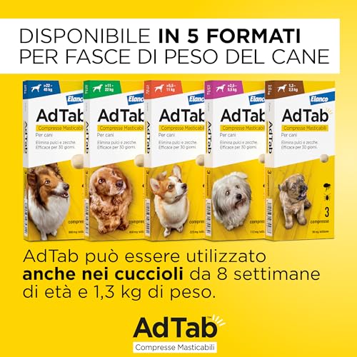 Detalle de AdTab 3 Compresse Masticabili per Cani 900 mg (22-45 Kg) – Contro pulci e zecche, gusto carne